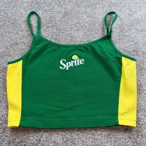 Coca-Cola Sprite Graphic Cami Top Womens Medium Green Yellow Cropped Tank